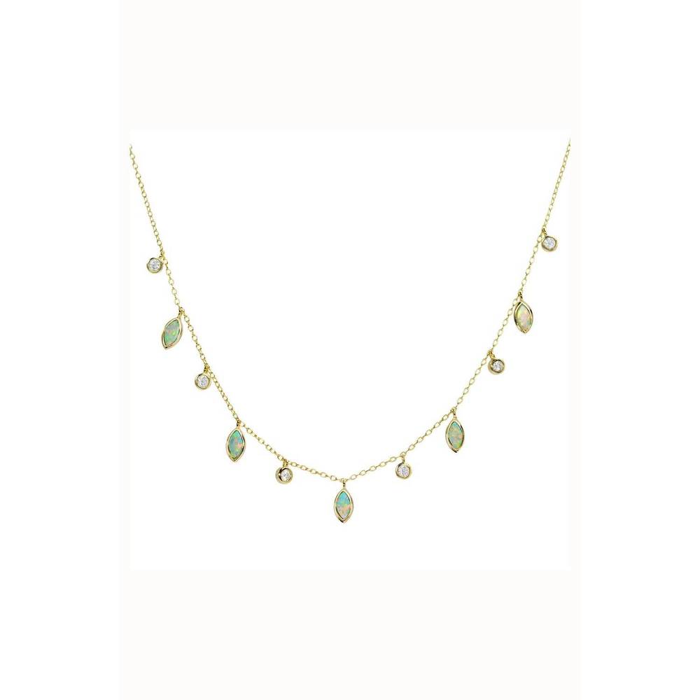 Elegant Gold and Green Opal Tear drop gold Necklace